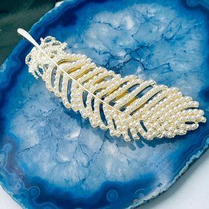 Pearl encrusted Feather hairpin